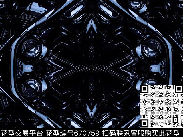 趣味潮流黑底数码印花华亿平台下载（图片编号: 670759） - 瓦栏（Walan）