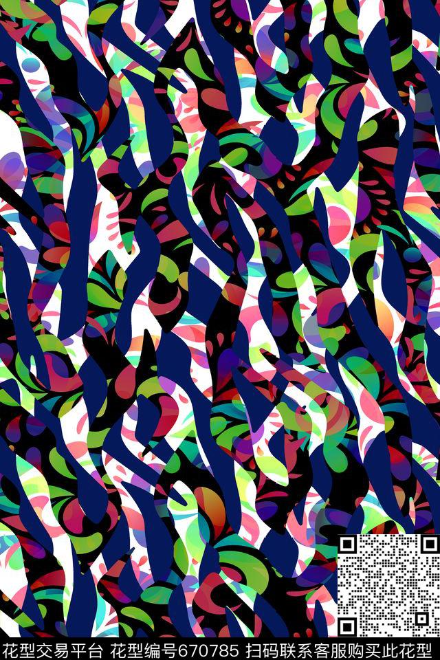 纹理花朵斑马纹传统印花华亿平台下载（图片编号: 670785） - 瓦栏（Walan）