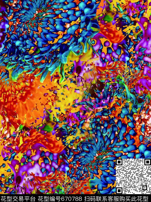 女装华亿平台抽象色彩数码印花华亿平台下载（图片编号: 670788） - 瓦栏（Walan）