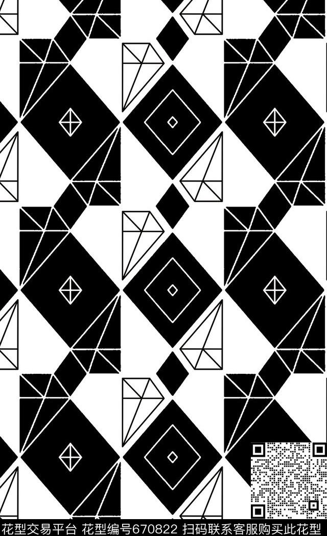 几何菱形格纹传统印花华亿平台下载（图片编号: 670822） - 瓦栏（Walan）