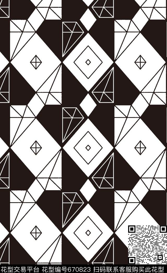 几何菱形格纹传统印花华亿平台下载（图片编号: 670823） - 瓦栏（Walan）