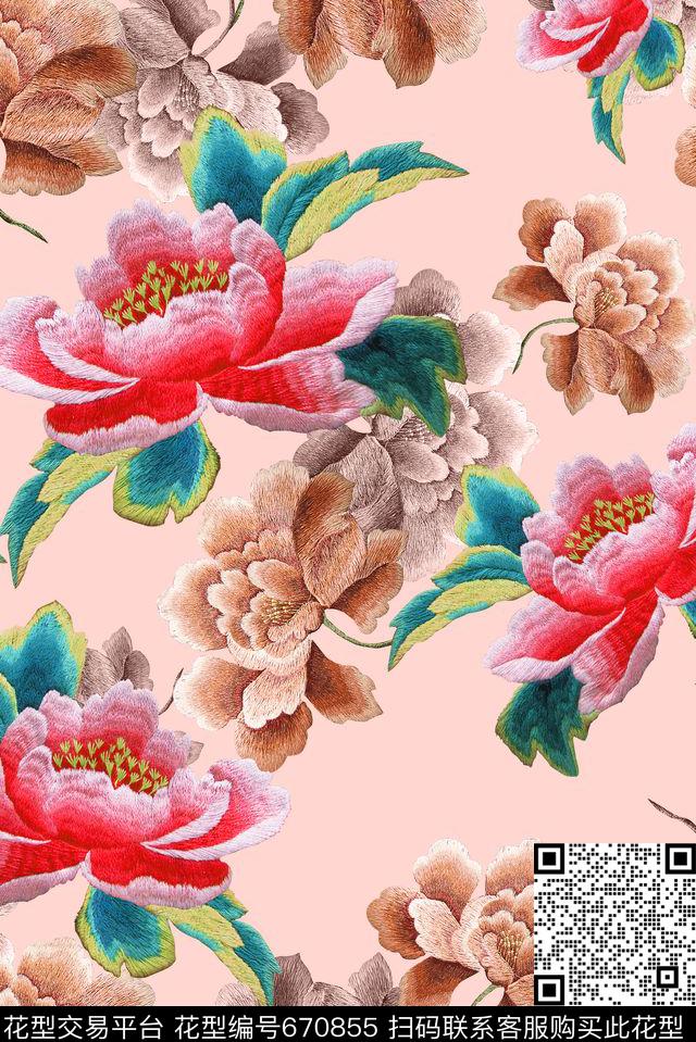 面料花花卉时尚流行面料花数码印花华亿平台下载（图片编号: 670855） - 瓦栏（Walan）