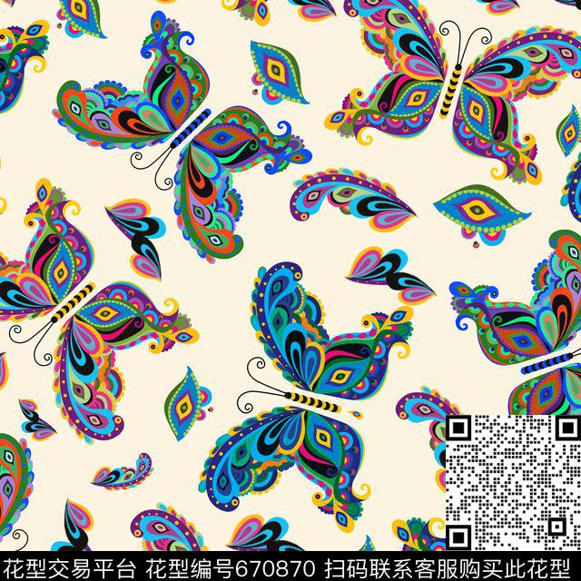 蝴蝶数码印花华亿平台下载（图片编号: 670870） - 瓦栏（Walan）