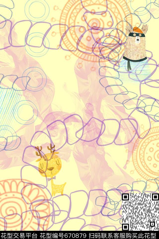 婴童时尚手绘数码印花华亿平台下载（图片编号: 670879） - 瓦栏（Walan）