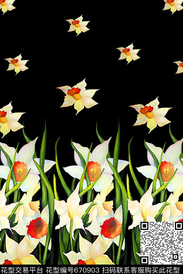 抽象手绘满版花卉定位花卉时尚潮流大牌复古欧美风女装裙数码印花华亿平台下载（图片编号: 670903） - 瓦栏（Walan）