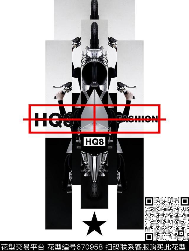 几何摩托车抽象数码印花华亿平台下载（图片编号: 670958） - 瓦栏（Walan）