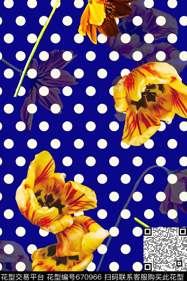 时尚抽象手绘女装裙子波点花卉数码印花时尚潮流泳装花朵渐变纹理印花生死大牌长裙外套印花复古风格数码印花华亿平台下载（图片编号: 670966） - 瓦栏（Walan）