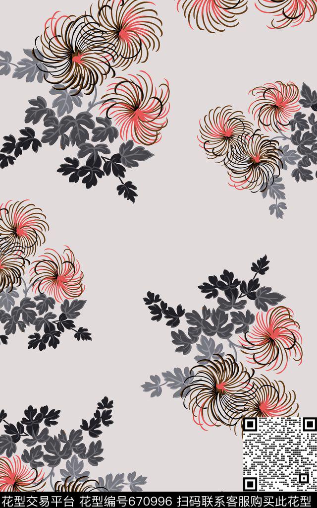 植物树叶花卉数码印花华亿平台下载（图片编号: 670996） - 瓦栏（Walan）