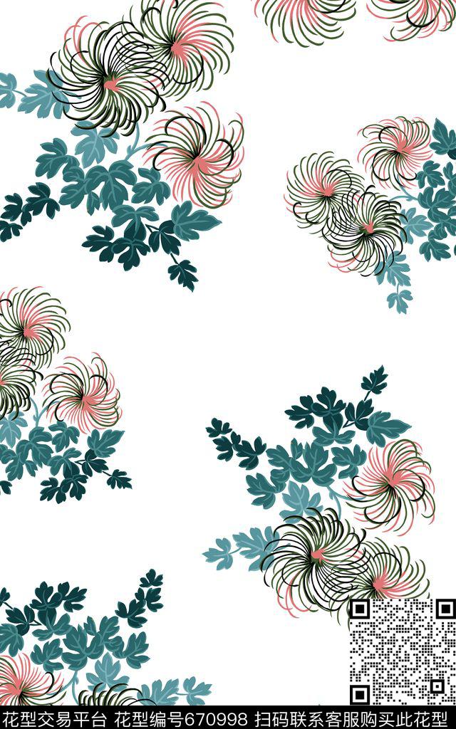 植物树叶花卉数码印花华亿平台下载（图片编号: 670998） - 瓦栏（Walan）