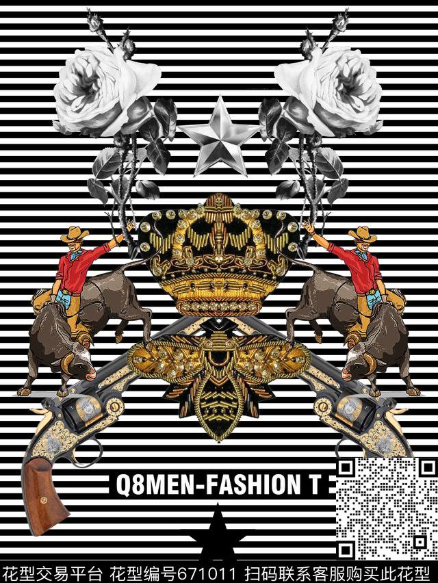 抽象几何手枪数码印花华亿平台下载（图片编号: 671011） - 瓦栏（Walan）