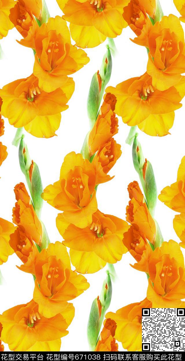 花朵花卉美人蕉数码印花华亿平台下载（图片编号: 671038） - 瓦栏（Walan）