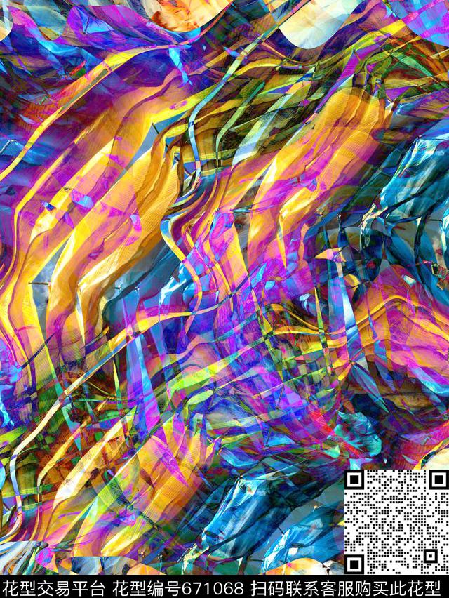 抽象色彩女装华亿平台数码印花华亿平台下载（图片编号: 671068） - 瓦栏（Walan）