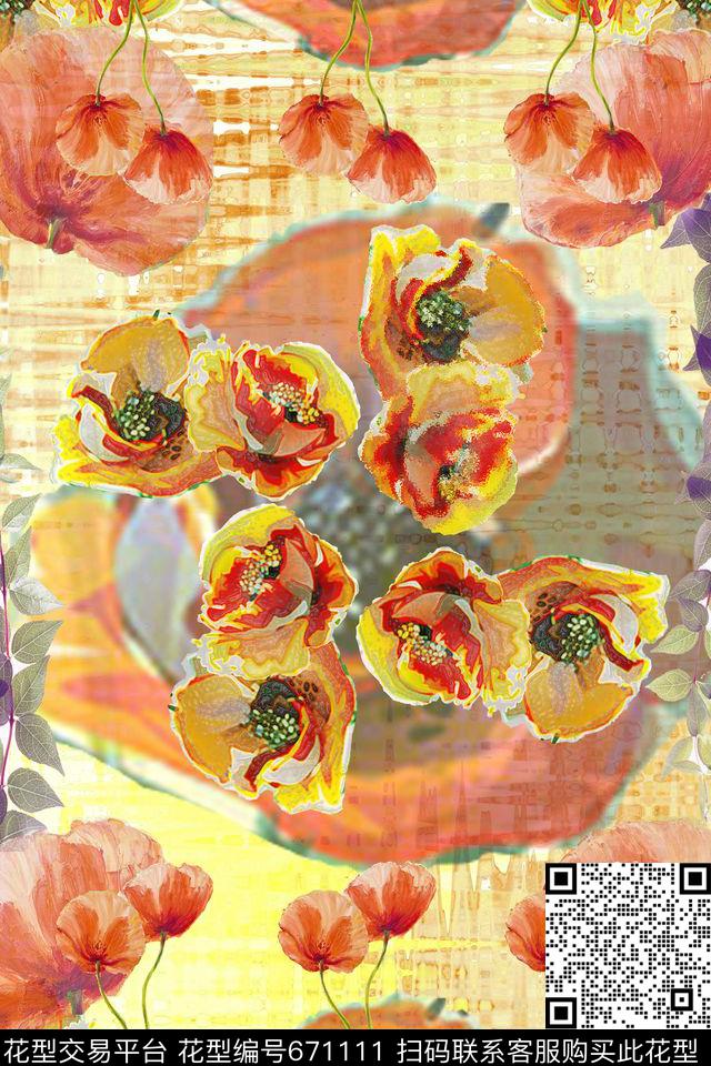 花卉数码印花华亿平台下载（图片编号: 671111） - 瓦栏（Walan）