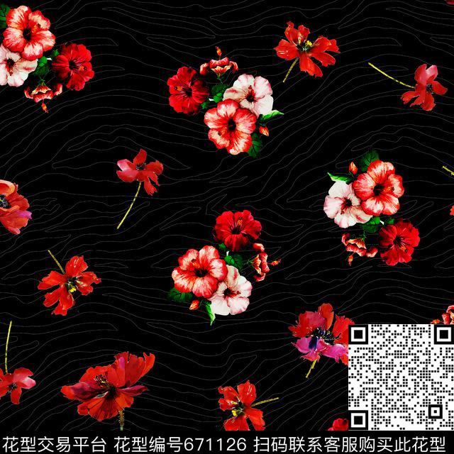 斑马纹动物纹百合花卉花朵数码印花华亿平台下载（图片编号: 671126） - 瓦栏（Walan）