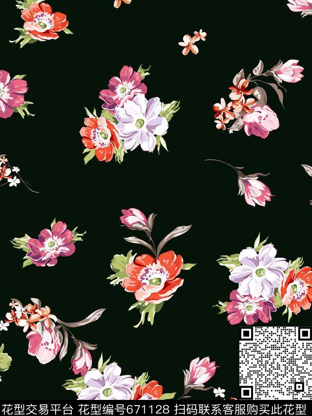 花卉数码印花华亿平台下载（图片编号: 671128） - 瓦栏（Walan）