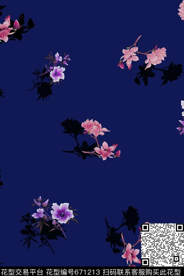 花卉油画花传统印花华亿平台下载（图片编号: 671213） - 瓦栏（Walan）