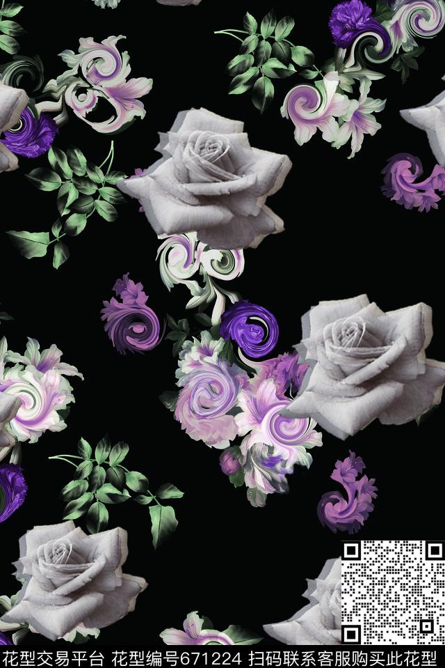 油画复古创意数码印花华亿平台下载（图片编号: 671224） - 瓦栏（Walan）