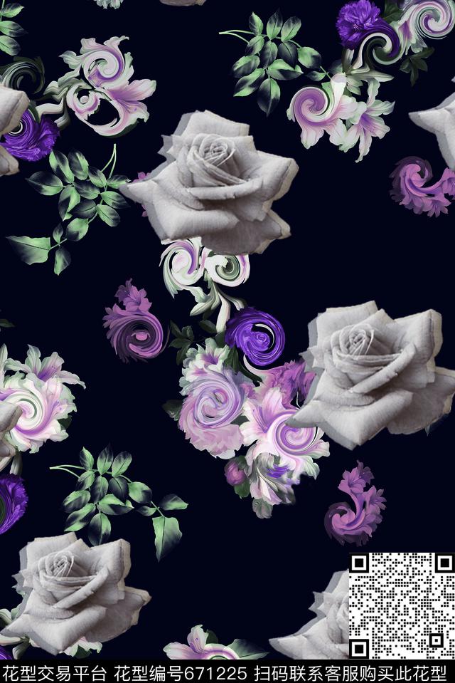 油画复古创意数码印花华亿平台下载（图片编号: 671225） - 瓦栏（Walan）