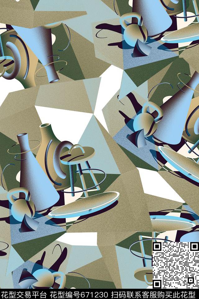 解构几何静物数码印花华亿平台下载（图片编号: 671230） - 瓦栏（Walan）
