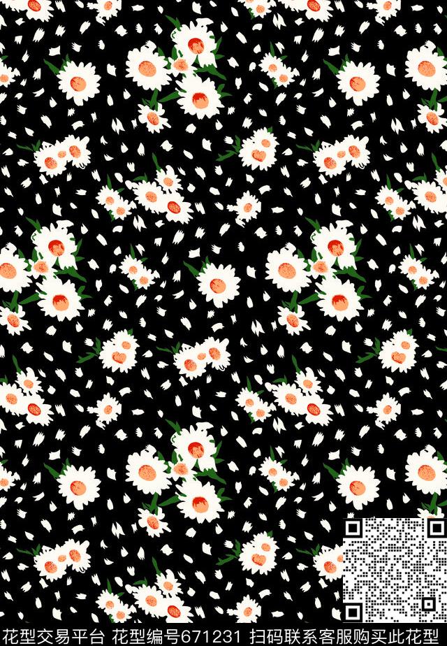 小碎花雏菊花朵传统印花华亿平台下载（图片编号: 671231） - 瓦栏（Walan）