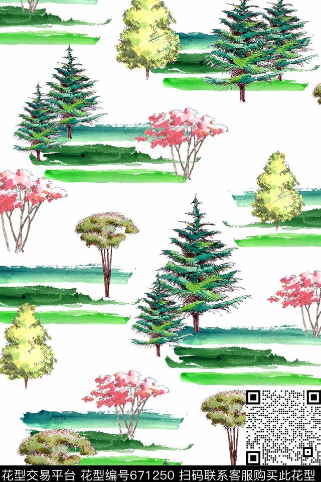 树枝趣味植物数码印花华亿平台下载（图片编号: 671250） - 瓦栏（Walan）