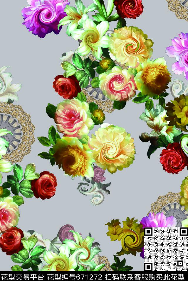 油画复古创意数码印花华亿平台下载（图片编号: 671272） - 瓦栏（Walan）