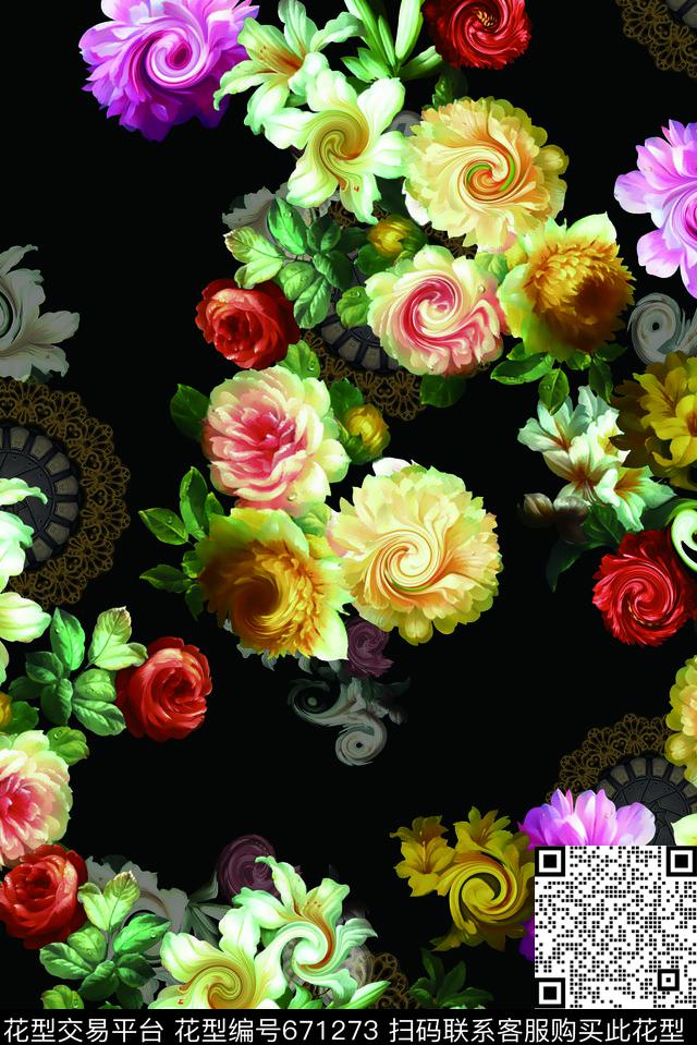 油画复古创意数码印花华亿平台下载（图片编号: 671273） - 瓦栏（Walan）