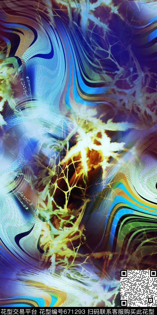 抽象炫光云纹数码印花华亿平台下载（图片编号: 671293） - 瓦栏（Walan）