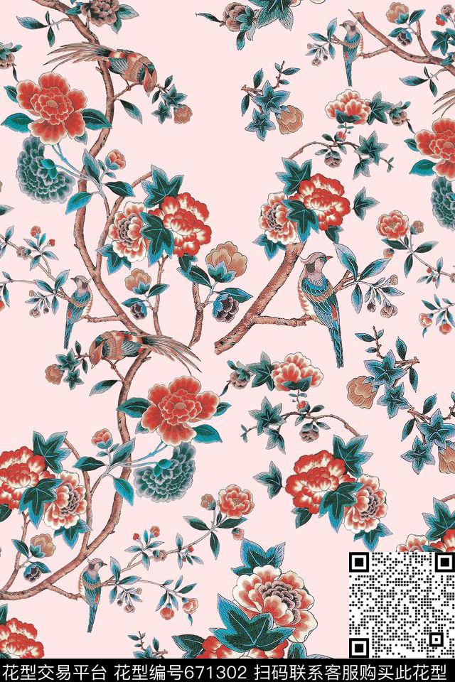 花鸟花卉传统印花华亿平台下载（图片编号: 671302） - 瓦栏（Walan）