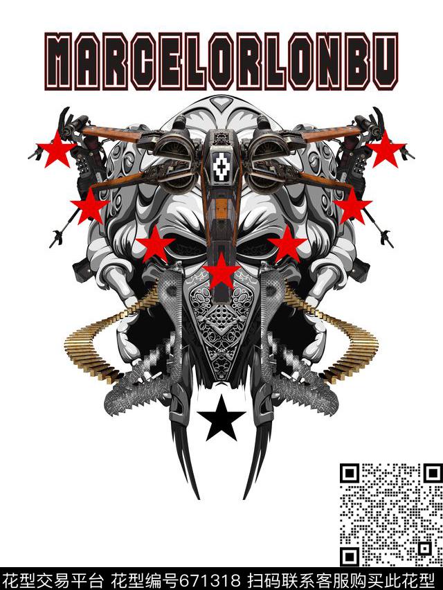 欧美暗黑大牌数码印花华亿平台下载（图片编号: 671318） - 瓦栏（Walan）