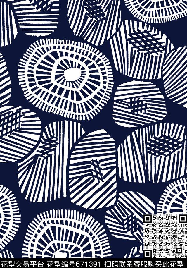 格子黑白波点传统印花华亿平台下载（图片编号: 671391） - 瓦栏（Walan）