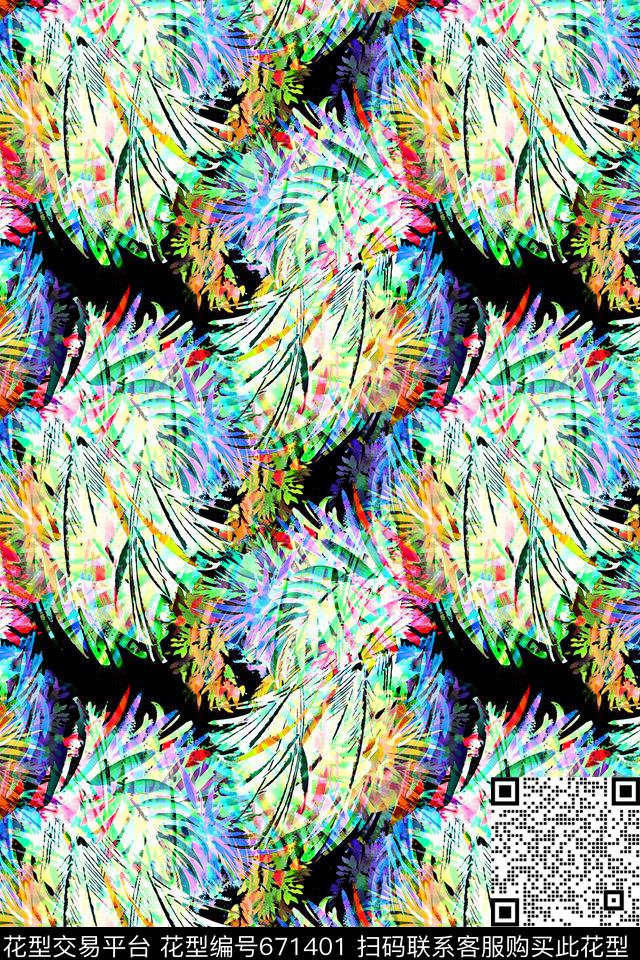 抽象油画笔刷数码印花华亿平台下载（图片编号: 671401） - 瓦栏（Walan）