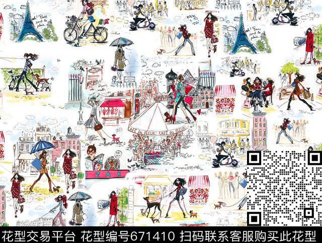 女装胸花手绘美女休闲数码印花华亿平台下载（图片编号: 671410） - 瓦栏（Walan）