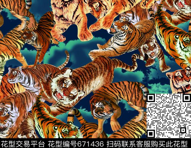 动物虎头传统印花华亿平台下载（图片编号: 671436） - 瓦栏（Walan）