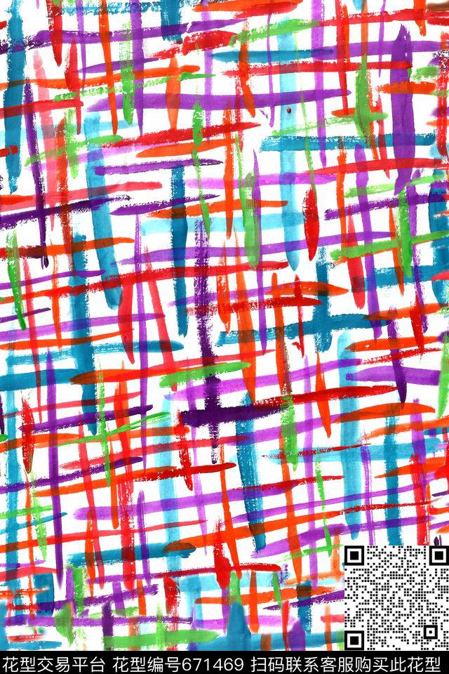 格子抽象格子水彩格子数码印花华亿平台下载（图片编号: 671469） - 瓦栏（Walan）