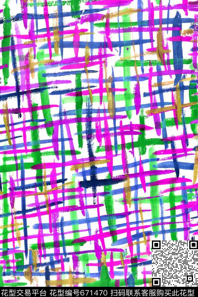 格子抽象格子水彩格子数码印花华亿平台下载（图片编号: 671470） - 瓦栏（Walan）