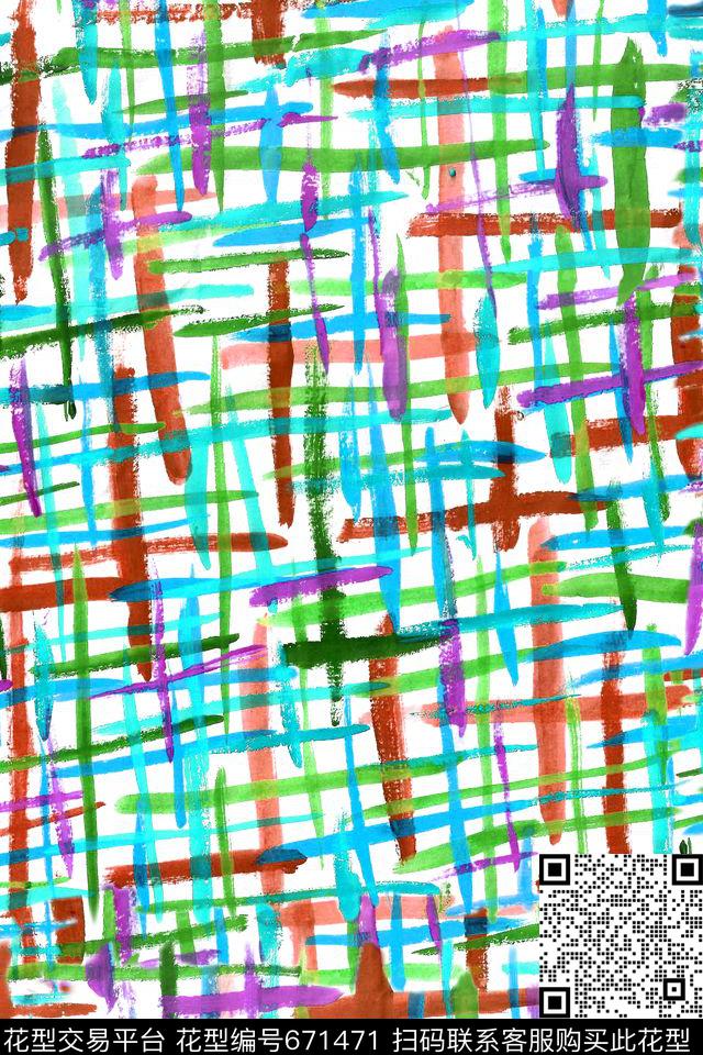 格子抽象格子水彩格子数码印花华亿平台下载（图片编号: 671471） - 瓦栏（Walan）