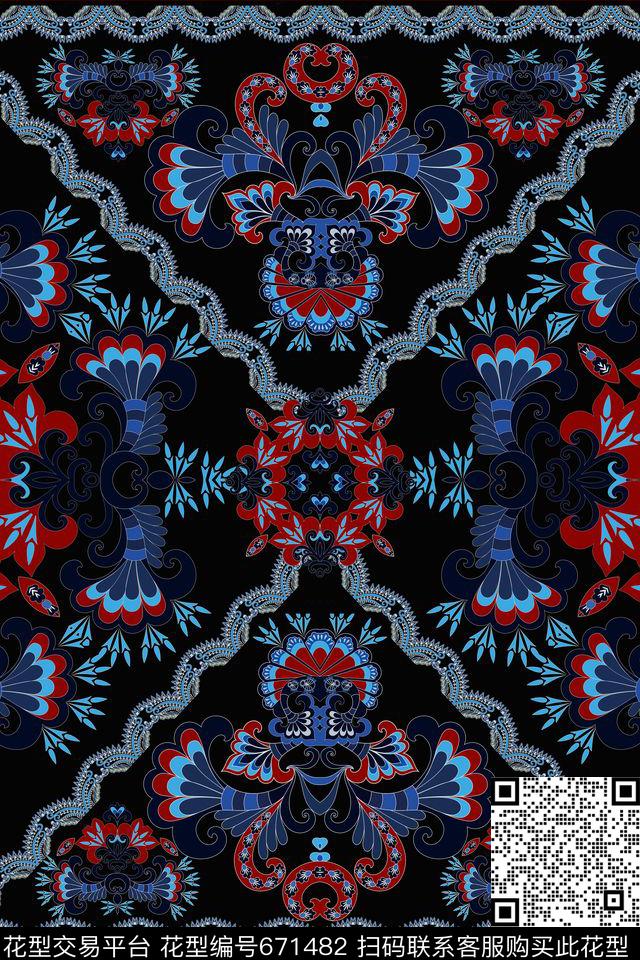 部落宫廷风波西米亚传统印花华亿平台下载（图片编号: 671482） - 瓦栏（Walan）