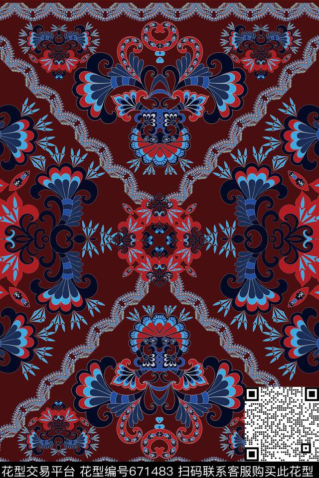 部落宫廷风波西米亚传统印花华亿平台下载（图片编号: 671483） - 瓦栏（Walan）