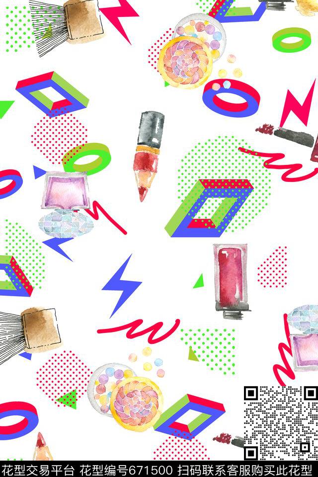 香水瓶音乐符号口红传统印花华亿平台下载（图片编号: 671500） - 瓦栏（Walan）