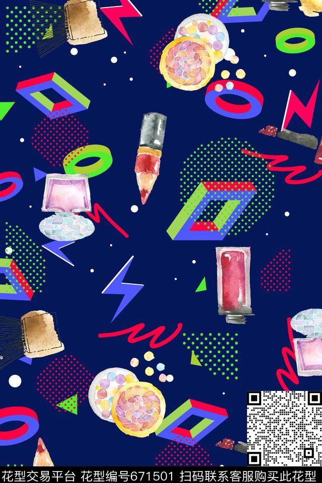 香水瓶音乐符号口红传统印花华亿平台下载（图片编号: 671501） - 瓦栏（Walan）