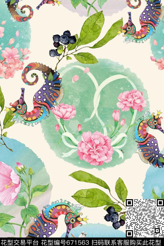 花朵花卉海马数码印花华亿平台下载（图片编号: 671563） - 瓦栏（Walan）