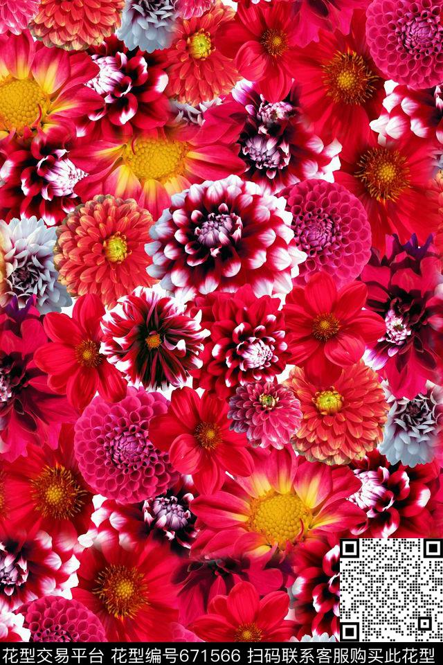 花朵花卉数码印花华亿平台下载（图片编号: 671566） - 瓦栏（Walan）