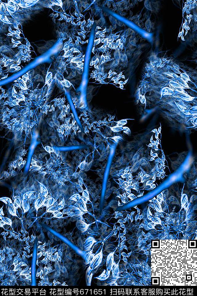 抽象金属花卉数码印花华亿平台下载（图片编号: 671651） - 瓦栏（Walan）