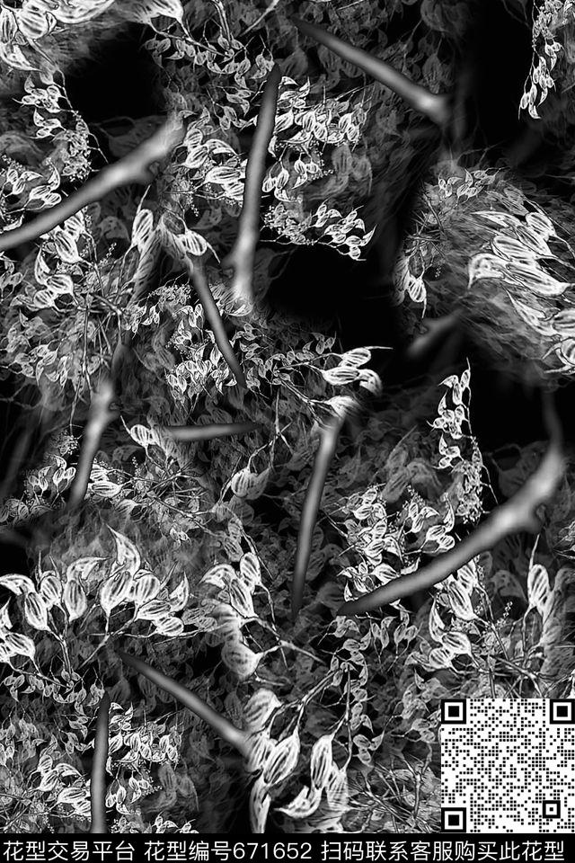 抽象金属花卉数码印花华亿平台下载（图片编号: 671652） - 瓦栏（Walan）