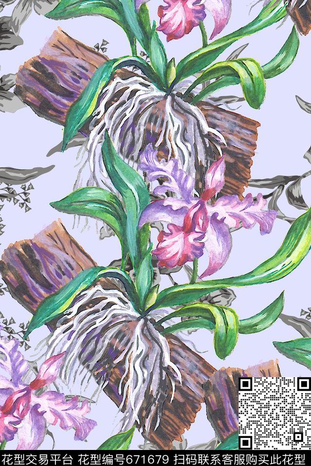 淡雅手绘肌理数码印花华亿平台下载（图片编号: 671679） - 瓦栏（Walan）