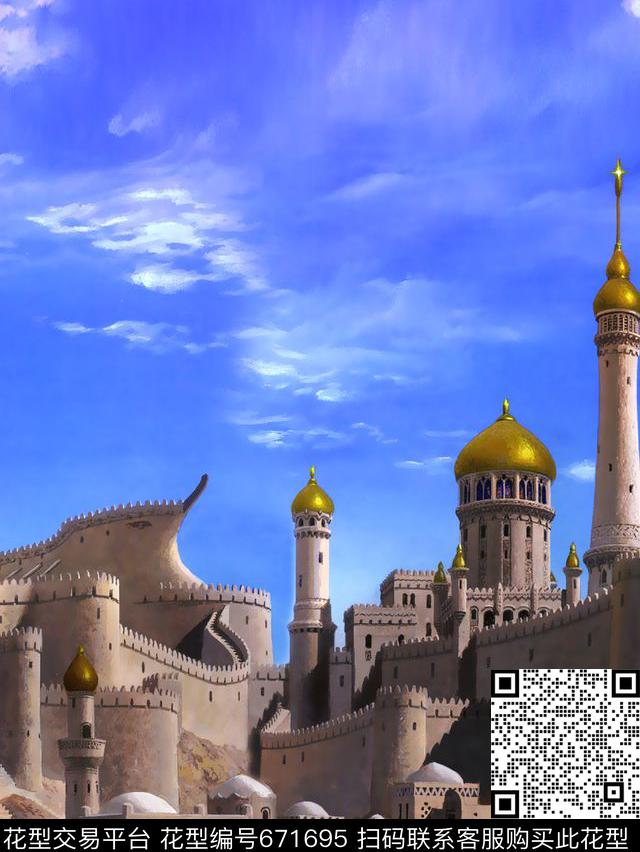 定位古建筑欧式数码印花华亿平台下载（图片编号: 671695） - 瓦栏（Walan）