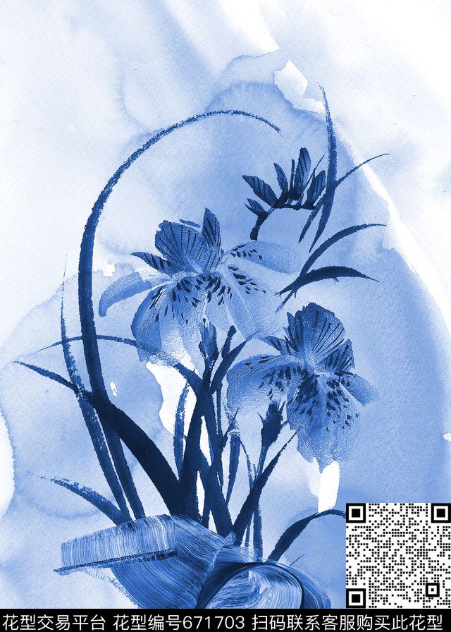 Fei-民族风Fei-女装水墨花数码印花华亿平台下载（图片编号: 671703） - 瓦栏（Walan）
