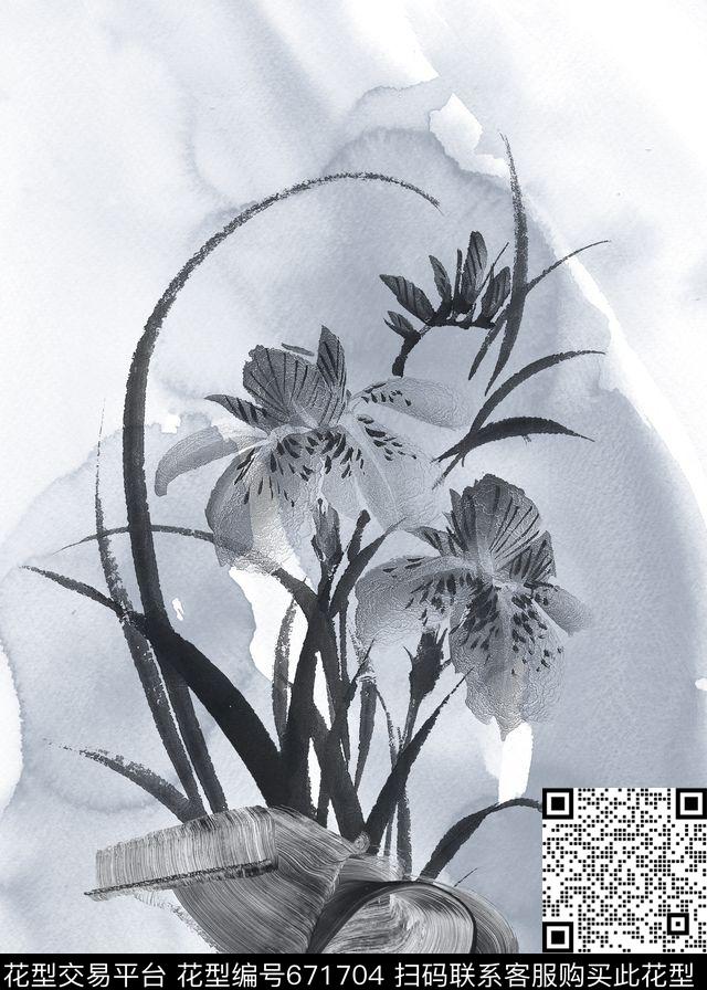 Fei-民族风Fei-女装水墨花数码印花华亿平台下载（图片编号: 671704） - 瓦栏（Walan）