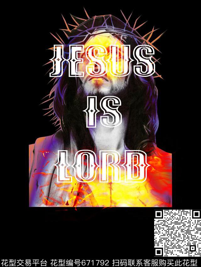 潮牌耶稣基督数码印花华亿平台下载（图片编号: 671792） - 瓦栏（Walan）